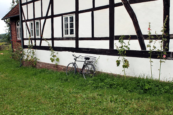 fachwerkhaus, велосипед, деревня