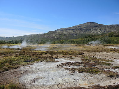 iceland, geyser, landscape, volcanic, steam