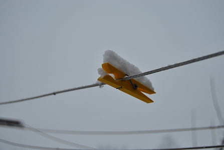 clothespin, reagovat, sníh, Zimní, Prádelna, předsazení