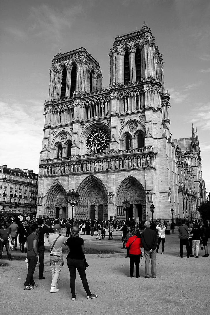 Notre dame, cathederal, turistična atrakcija, Pariz, Francija, turizem, mejnik