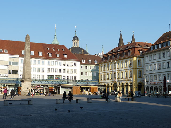 Würzburg, Bayern, schweiziska franc, historiskt sett, gamla stan, arkitektur, utrymme