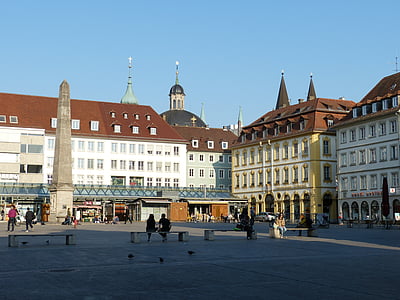 Würzburg, Bayern, sveitserfranc, historisk, gamlebyen, arkitektur, plass