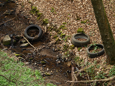 neumáticos de automóvil, madura, neumáticos, caucho, basura, contaminación, medio ambiente
