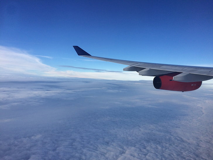 avió, viatges, cel, núvol, vacances