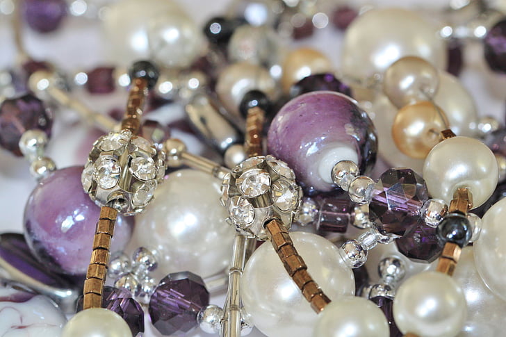 smykker, perler, kjede, halskjede, vakker, kvinne, gave