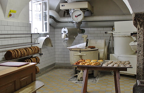 bageriet, Backhaus, bröd, baka bröd, nostalgi, knådning maskin, bröd försäljning