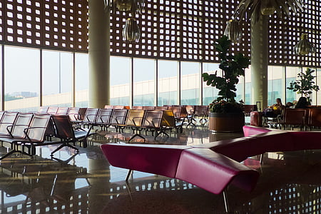 chaises, canapés, aéroport le plus pratique, Mumbai, chaise, fenêtre de, Tableau