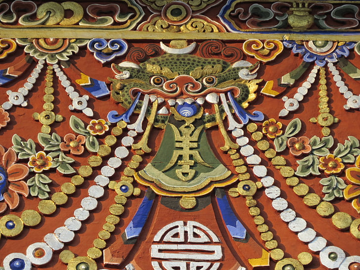 draak, kunst, Bhutan, decoratie, Azië