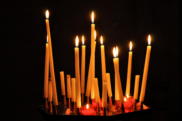 espelmes, oracions, monuments religiosos, antiga església, França, religió, l'església