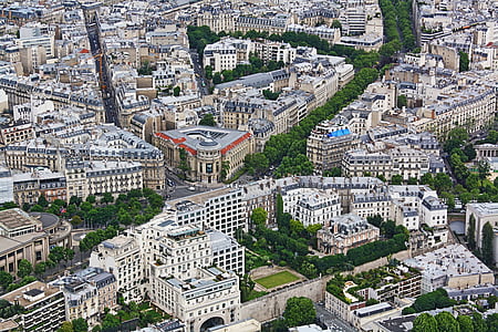 Pariz, Francuska, Eiffel, arhitektura, Visoki kut pogled, zgrada izvana, izgrađena struktura