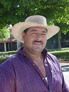 uomo, sudore di calore di lavoro, Sinaloa, cappello, baffi