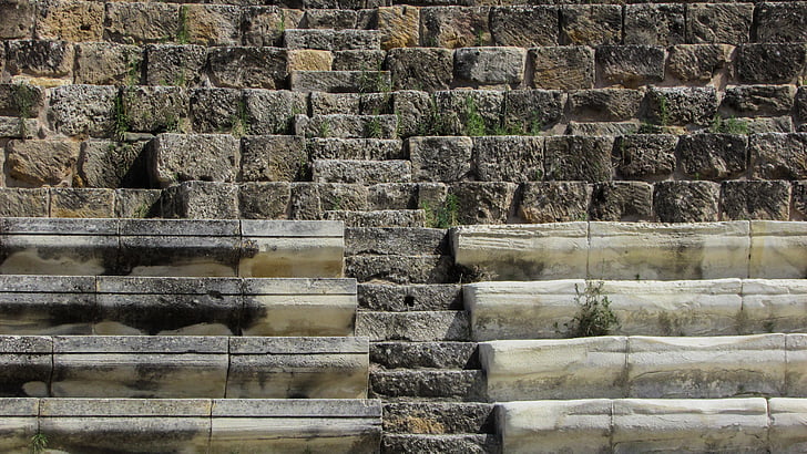Cyprus, Salamis, divadlo, stojan, schody, Archeológia, Archeologické