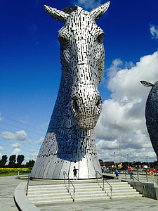 Kelpie, hest, mytiske, vand, skulptur, Skotland, statue