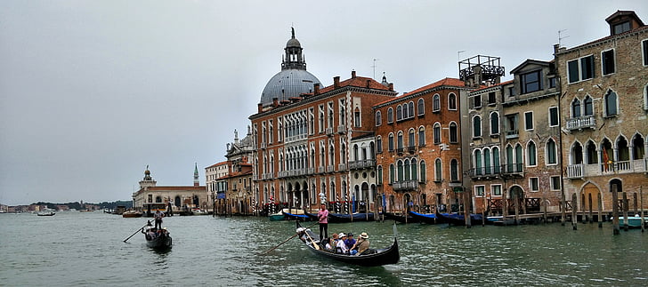 Venecija, kanal, Italija, gondolom