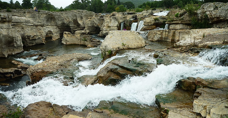 cascade of, sautadet, rapids, river ceze, nature, water, landscape