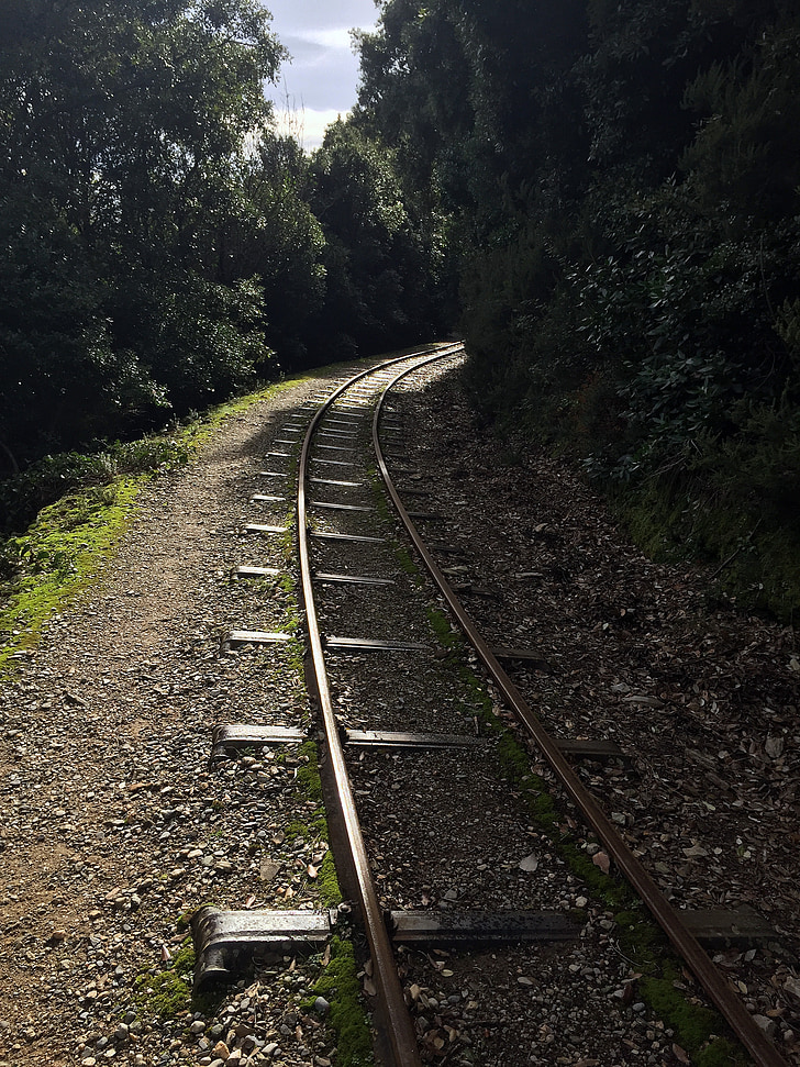 train tracks, forest, greece, pillion, track, railway, old