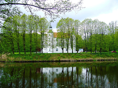 Ahrensburg, hrad, Palace, stromy, vody, historické, Architektúra