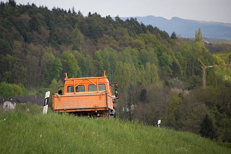 commercial vehicle, vice, landscape, construction vehicle, mountains, truck, road