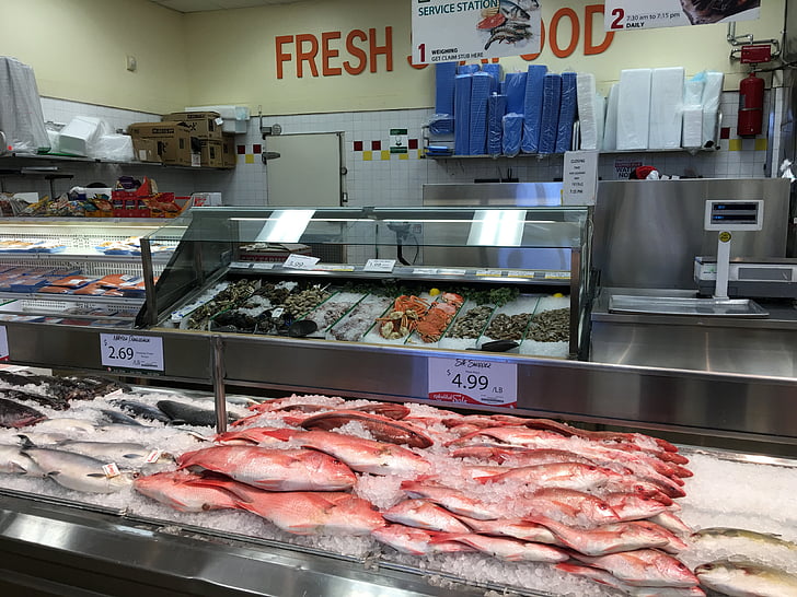 marché aux poissons, poisson, fruits de mer, RAW, fraîcheur, froide, prix
