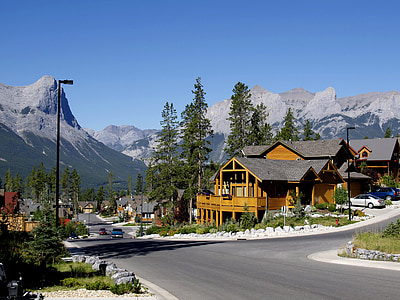 Canmore, City, by, Rocky mountains, Alberta, Mountain, natur