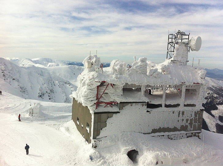 salju, Stasiun Gunung, es, Slovakia, embun beku, atas, beku