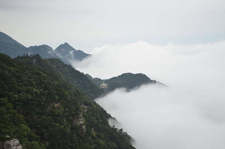 lushan, the rich brocade valley, cloud, landscape, ink, the scenery, misty