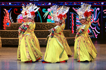 tanec, menšina, tradiční, Čína