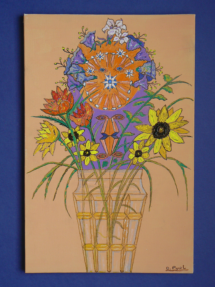 pet osjetila, vaza, cvijeće, vaze za cvijeće, žuta, narančasta