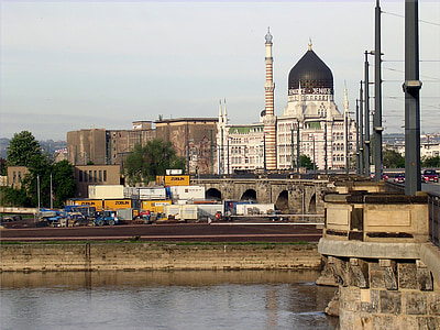 Dresden, Yenidze, gamla cigarett fabriken, moskén, Elbe