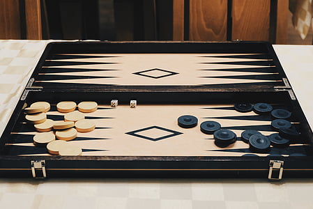 must, valge, backgammon, komplekt, laud, lauamäng, lõbus