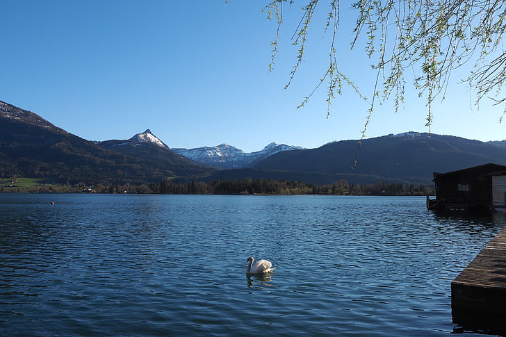 søen, Mountain, blå, Sky, vand, natur, refleksion