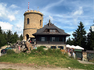 Mirador, Monumento, montañas, kleť colina, restaurante, arquitectura, República Checa