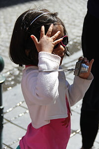malá holčička, fotograf, sluneční brýle, Kid, snímek, fotoaparát, Fajn