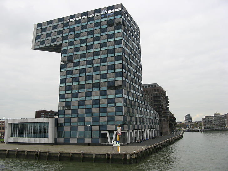 Rotterdam, bâtiment, architecture, ville portuaire, rivière