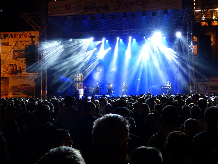 buổi hòa nhạc, cảnh, ánh sáng, đám đông, âm nhạc, âm thanh, tổ chức sự kiện