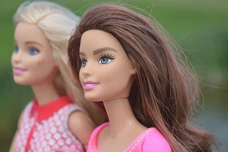 poppen, Barbie, brunette, blonde, meisjes, Dames, vrouw
