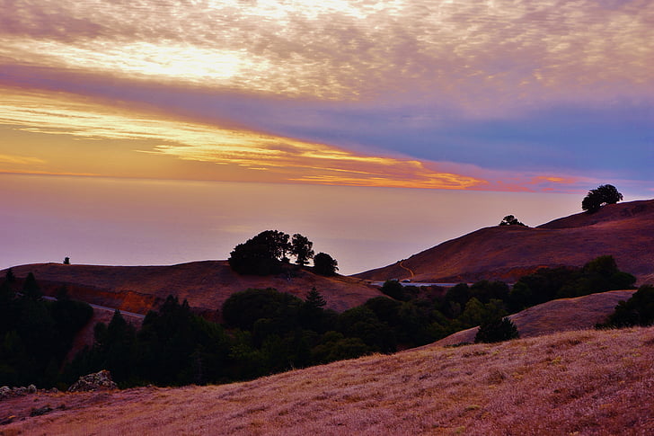 Muir beach, Californië, Marin county, zonsondergang, landschap, wildernis, landschap