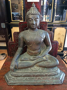 estátua de Buda, Buda, meditação, meditando, bronze, estátua, asiáticos
