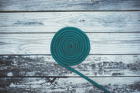 sàn, dây thừng, xoắn ốc, spool, cuộn, màu xanh, vòng tròn