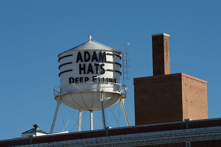 chapéus de Adams, Torre de água, Deep ellum, Marco, vintage, arquitetura