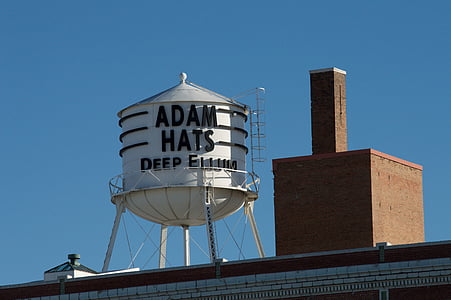 Adams klobúky, vodárenská veža, Deep ellum, pamiatka, Vintage, Architektúra