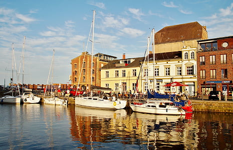 Stralsund, mer, port, navire, bateau à voile, vieille ville