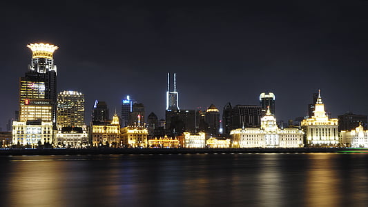 Шанхай, Pudong, нічний погляд