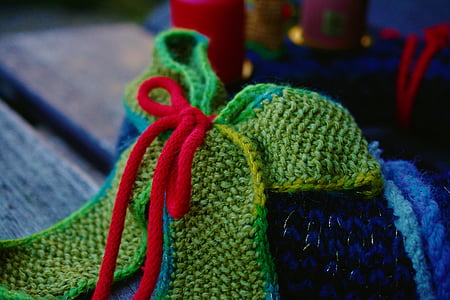 Вязание, шерсть, петля, ручной труд, красочные, Вязание, Рождественский венок