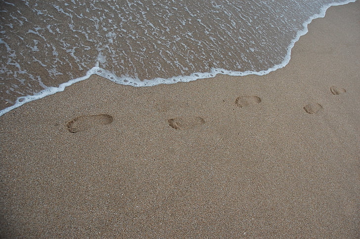 plage, sable, pas, mer, Busan, plage de sable fin, belles plages