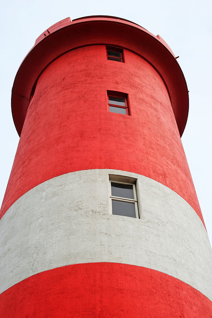 Lighthouse, nautisk, Beacon, röd, vit, höga, ljus