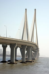 pont suspendu, Mumbai, pont, mer