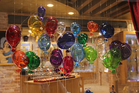 klaasi puhumine, klaas, õhupallid, kolbides, Värviline, rõõmu, südame