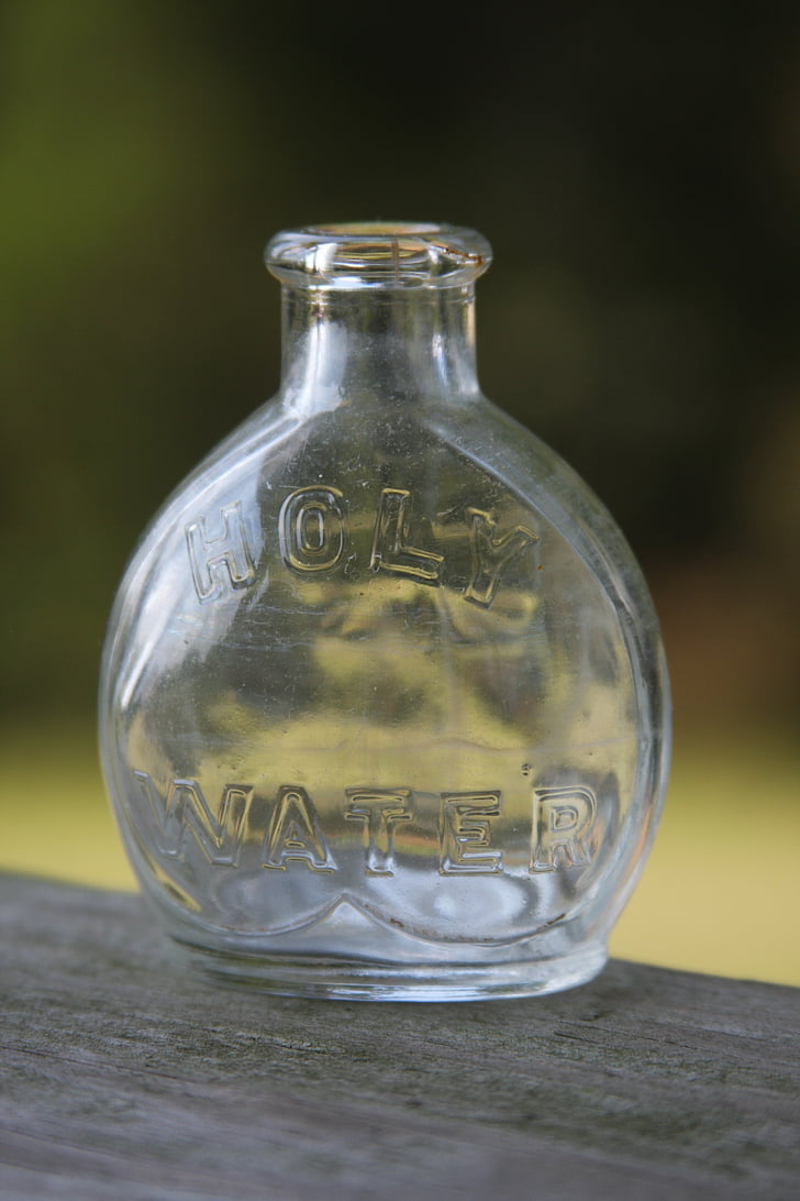 christian jar, holy water, religious, vintage, catholic, holy, water