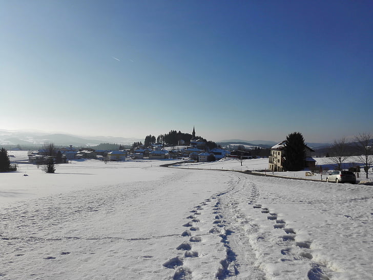 l'hivern, neu, paisatge, hivernal, blanc, distància, Schwarzenberg